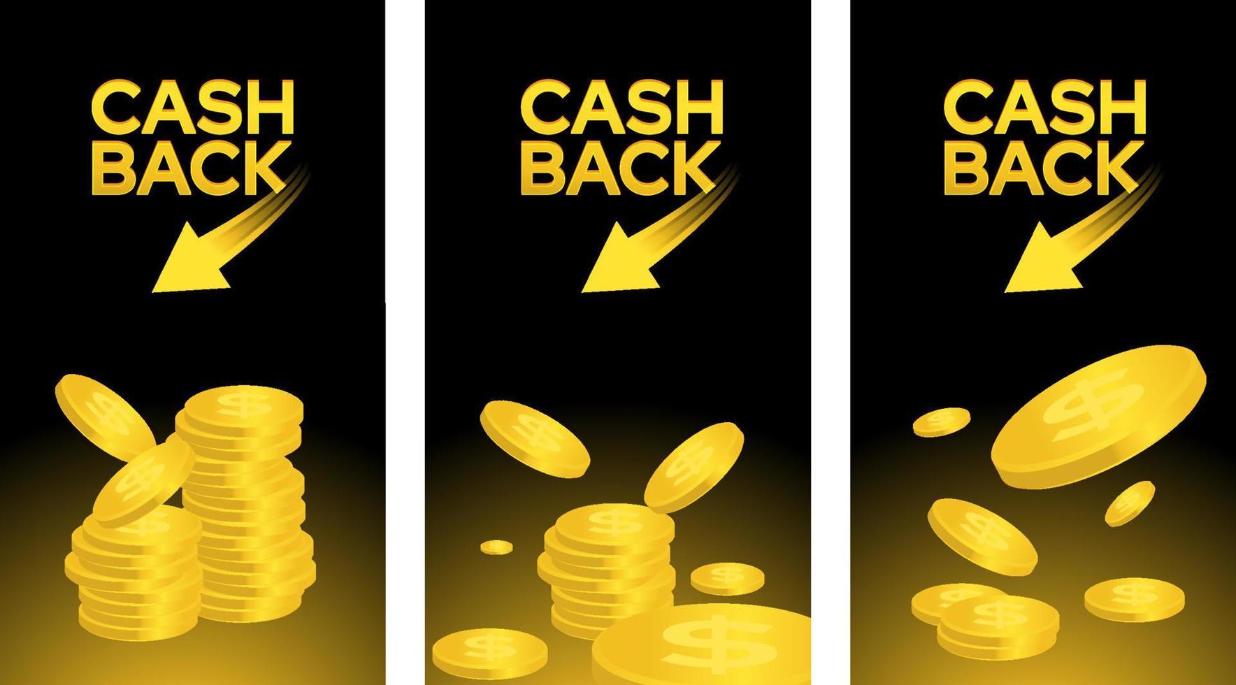 Money coin cash back vertical banner vector