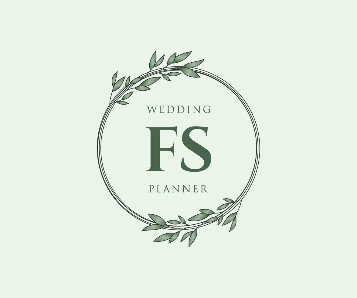 FS Initials letter Wedding monogram logos collection, hand drawn modern minimalistic and floral templates for Invitation cards, Save the Date, elegant identity for restaurant, boutique, cafe in vector