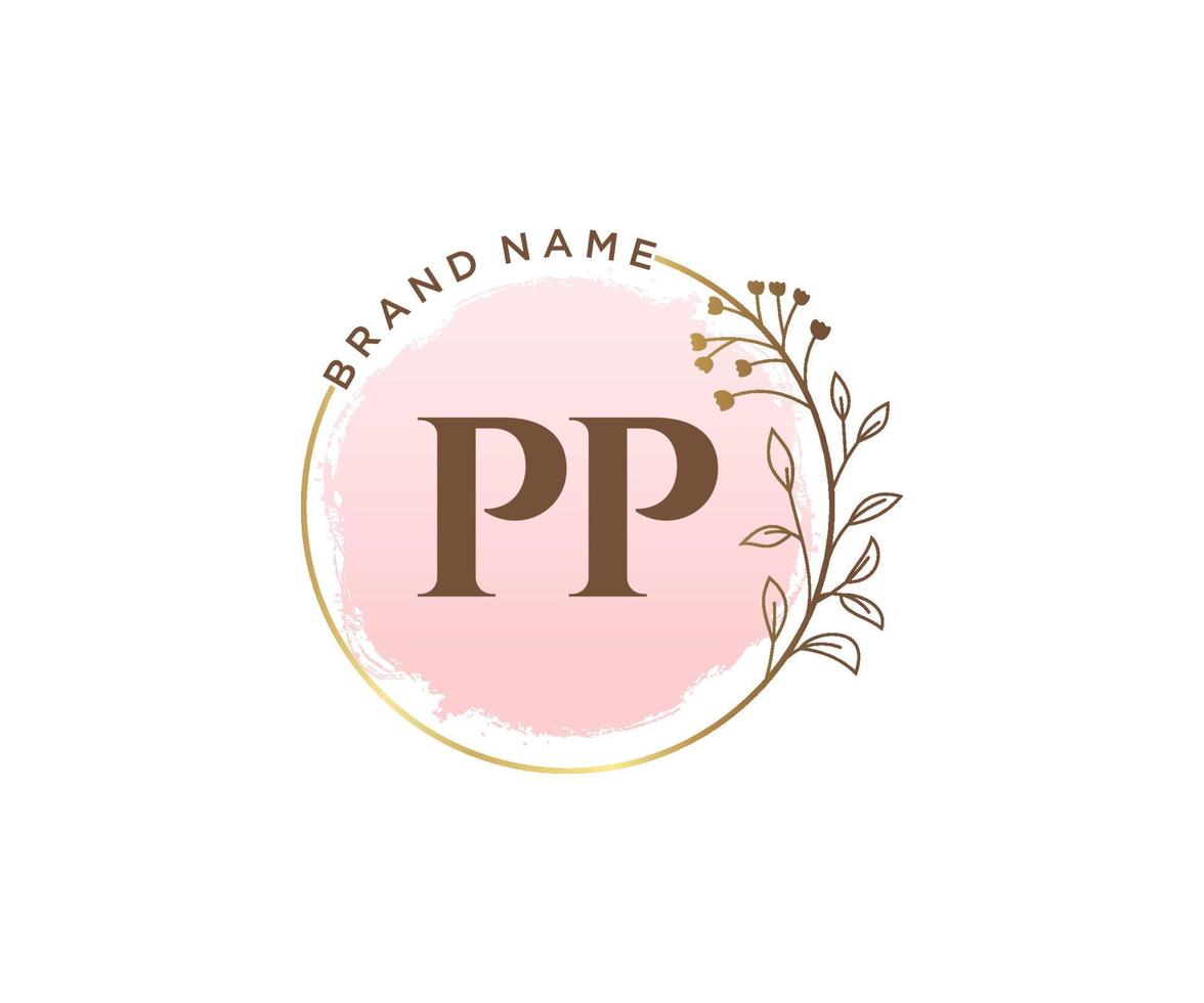 Initial PP feminine logo. Usable for Nature, Salon, Spa, Cosmetic and Beauty Logos. Flat Vector Logo Design Template Element.