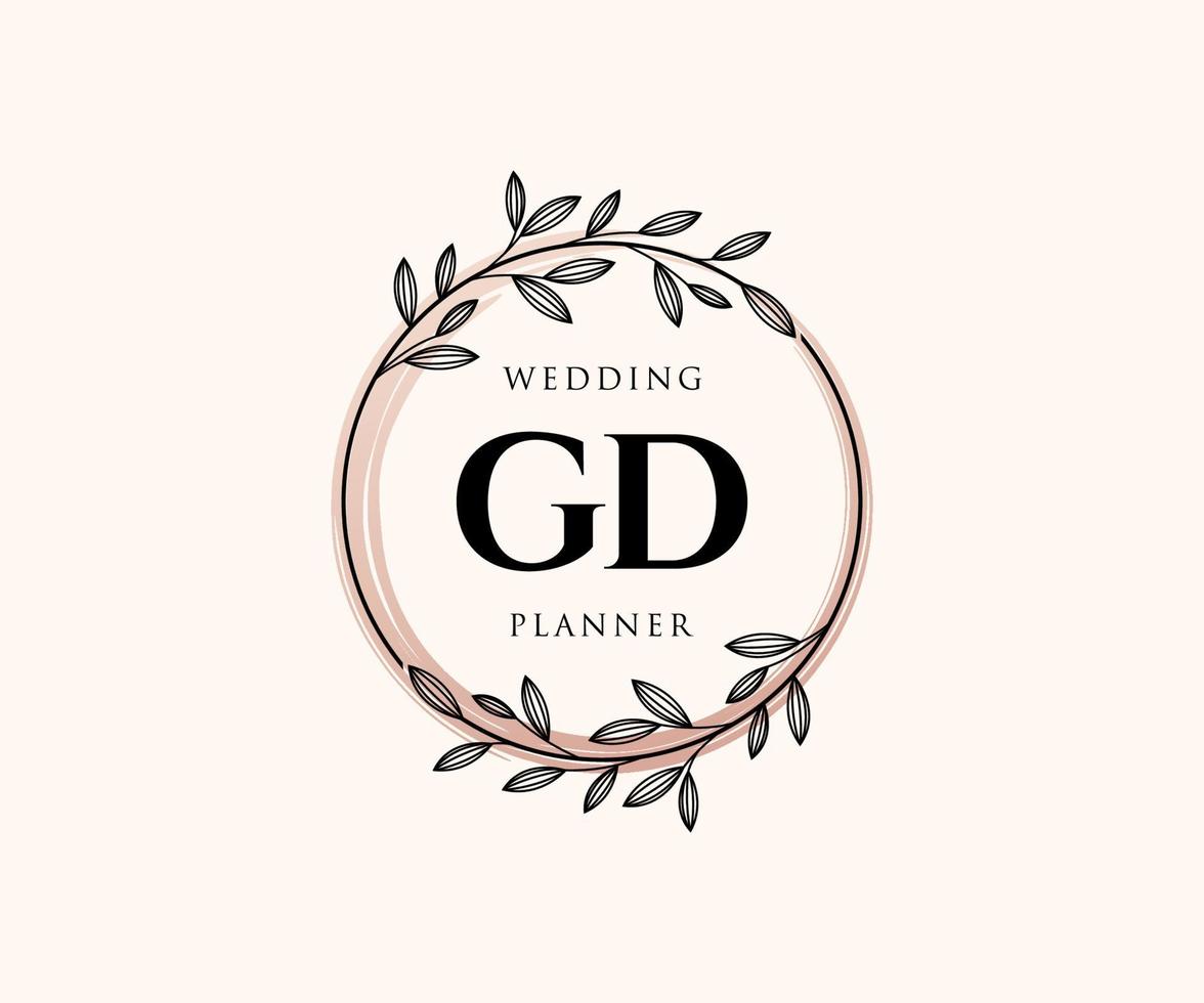 GD Initials letter Wedding monogram logos collection, hand drawn modern minimalistic and floral templates for Invitation cards, Save the Date, elegant identity for restaurant, boutique, cafe in vector