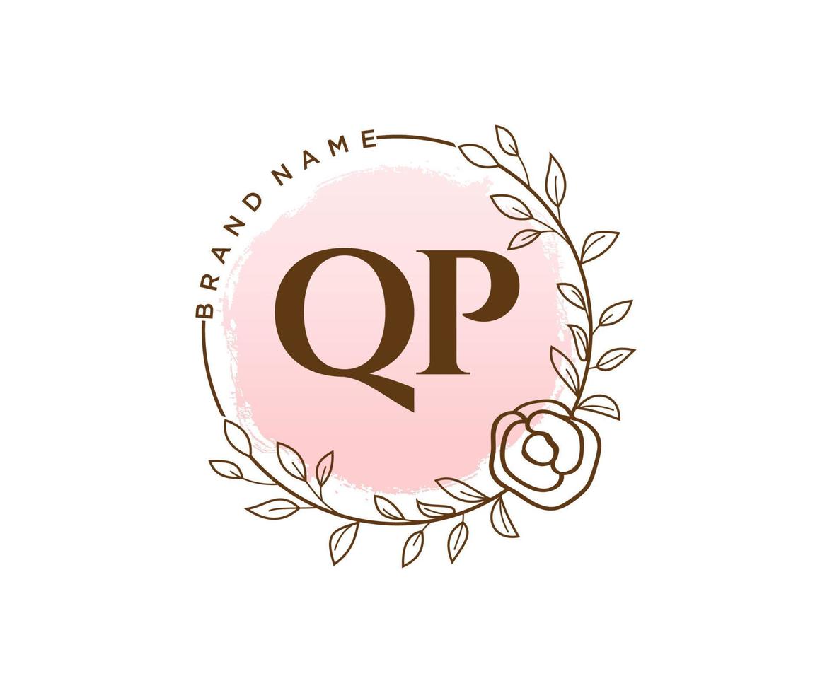 Initial QP feminine logo. Usable for Nature, Salon, Spa, Cosmetic and Beauty Logos. Flat Vector Logo Design Template Element.