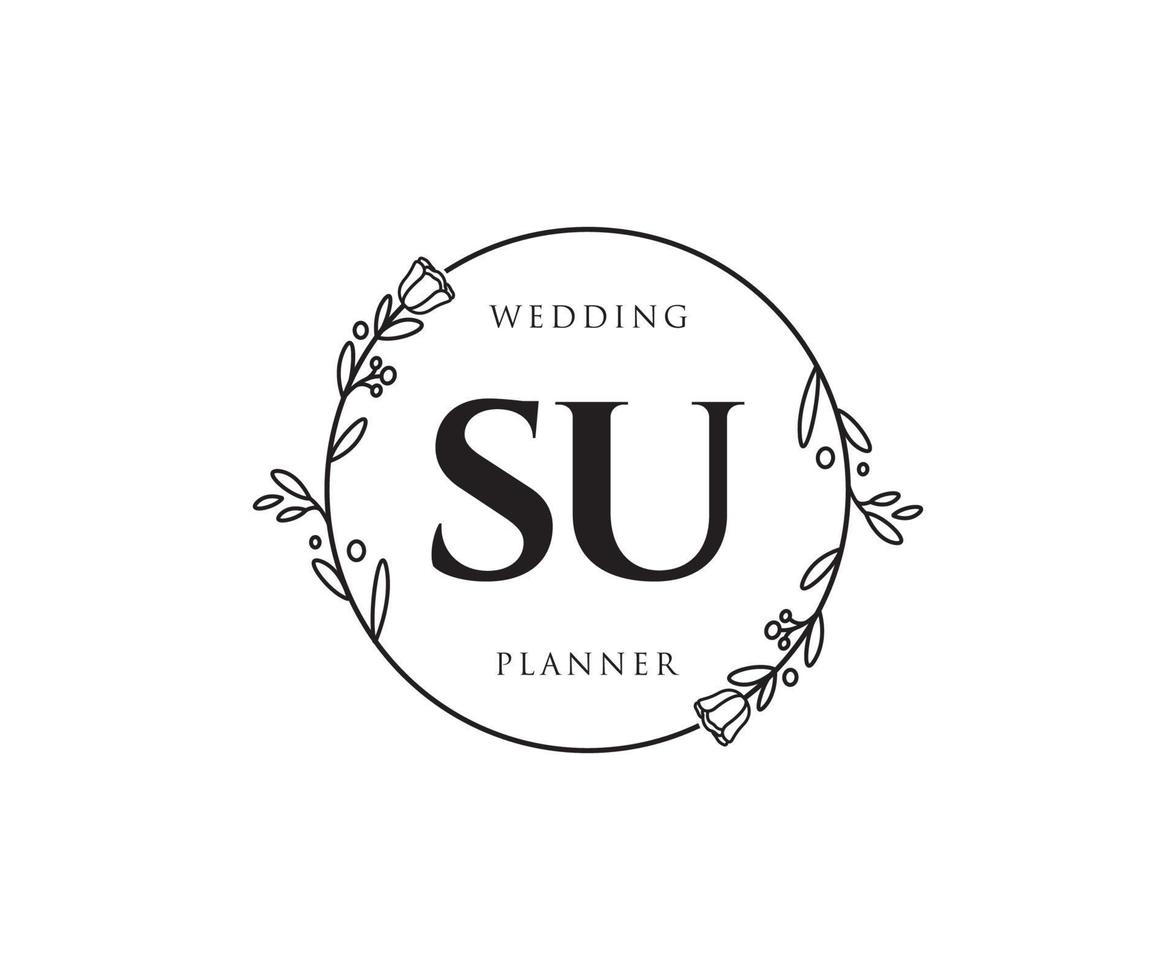 Initial SU feminine logo. Usable for Nature, Salon, Spa, Cosmetic and Beauty Logos. Flat Vector Logo Design Template Element.