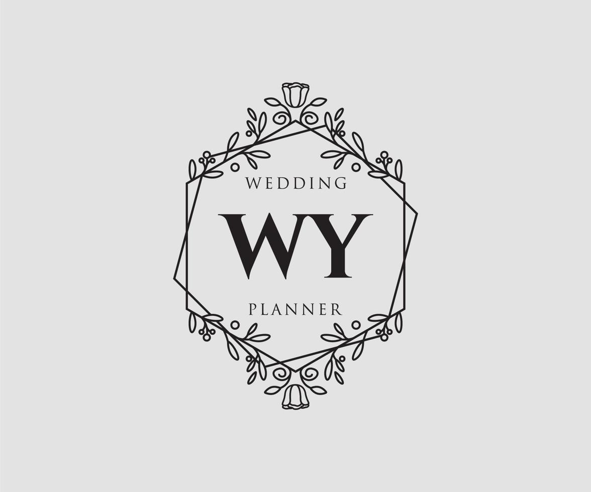 WY Initials letter Wedding monogram logos collection, hand drawn modern minimalistic and floral templates for Invitation cards, Save the Date, elegant identity for restaurant, boutique, cafe in vector
