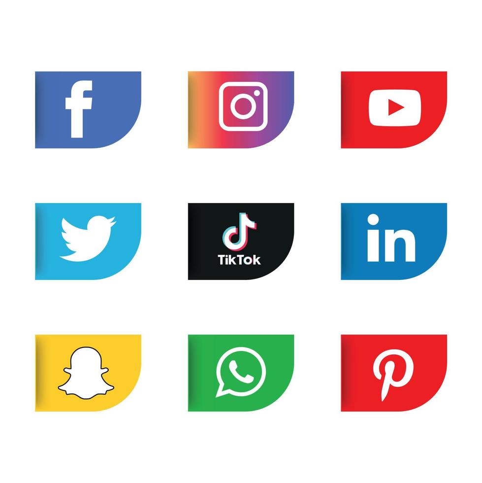 iconos de redes sociales establecer logo vector ilustrador