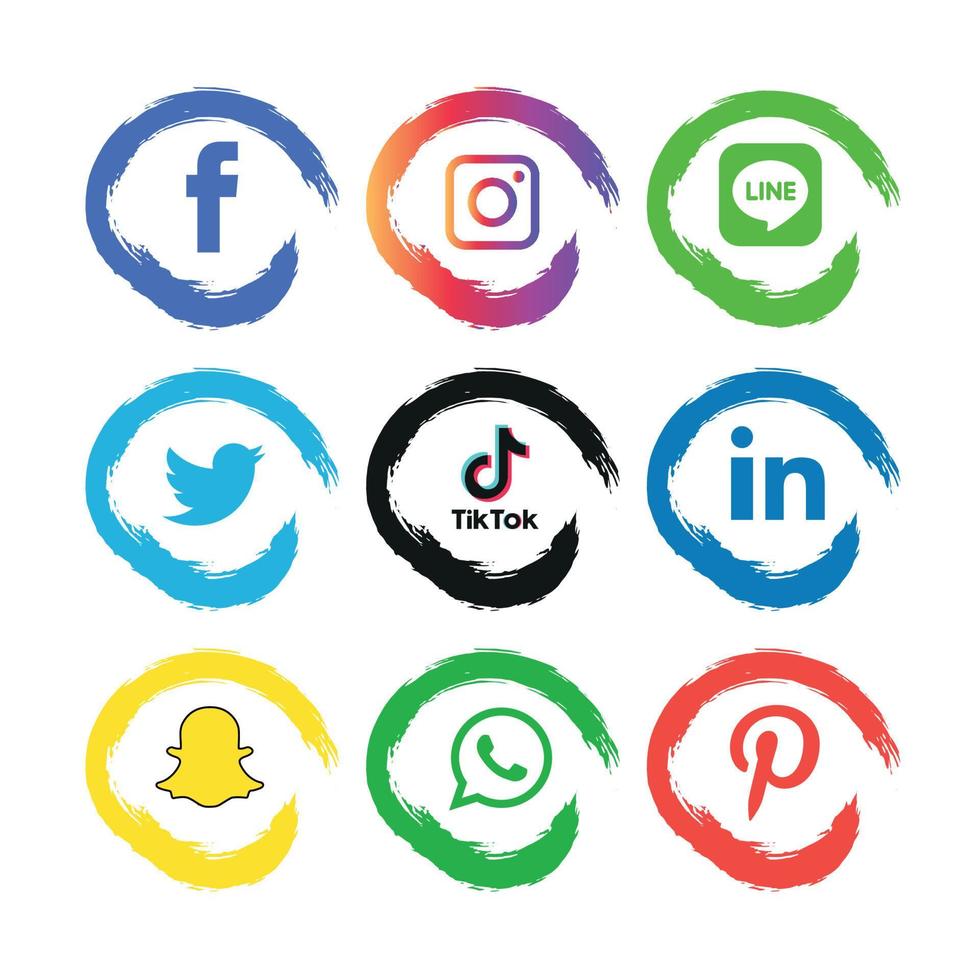 iconos de redes sociales establecer logo vector ilustrador