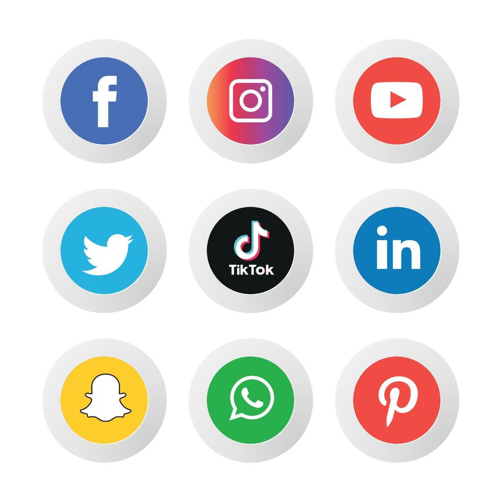 Social media icons set Logo Vector Illustrator