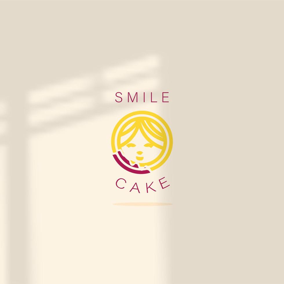 logo icon design cake shop shape people smile orange maroon color simple elegant colorful eps 10 vector