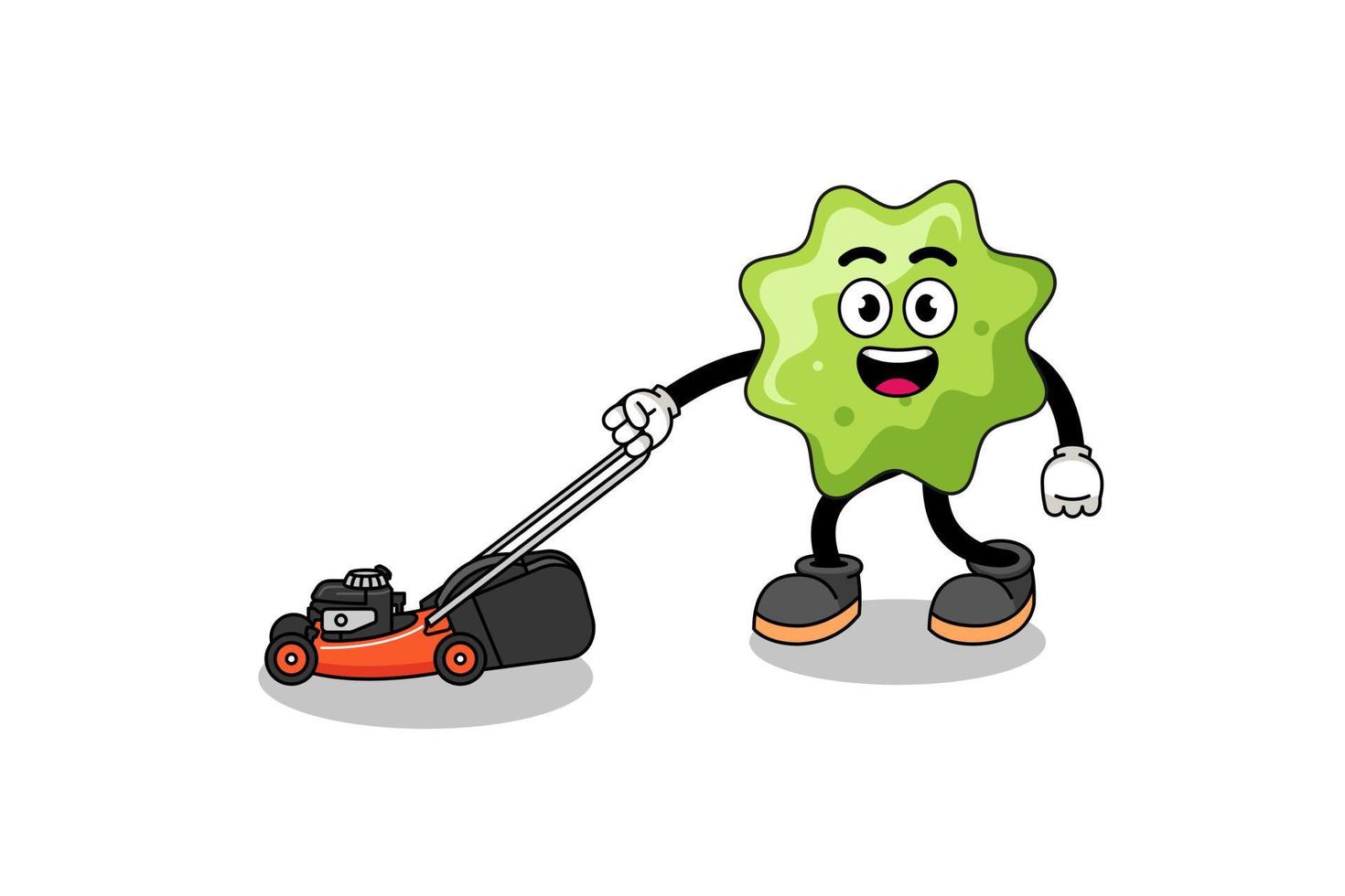 splat illustration cartoon holding lawn mower vector