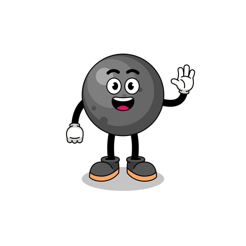 cannon ball cartoon doing wave hand gesture vector