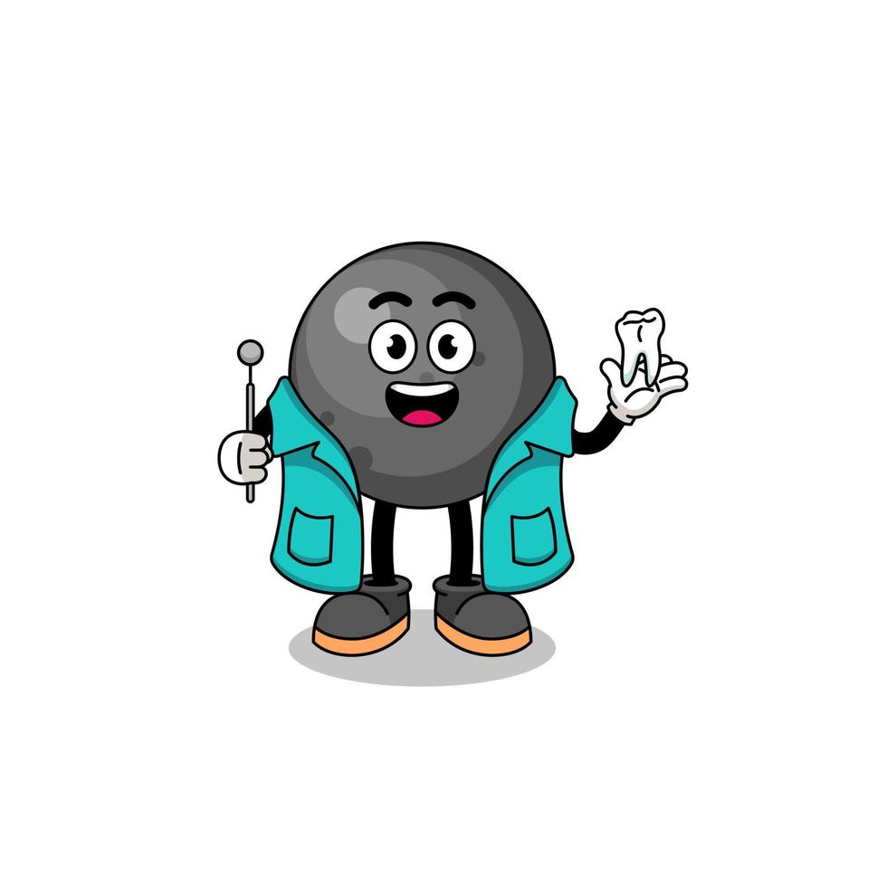 Illustration of cannon ball mascot as a dentist vector