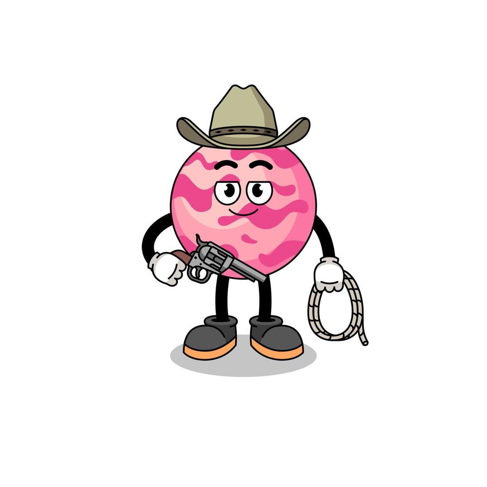 Character mascot of ice cream scoop as a cowboy vector