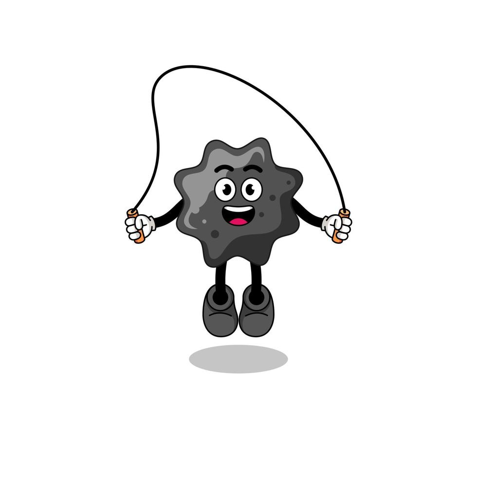 ink mascot cartoon is playing skipping rope vector