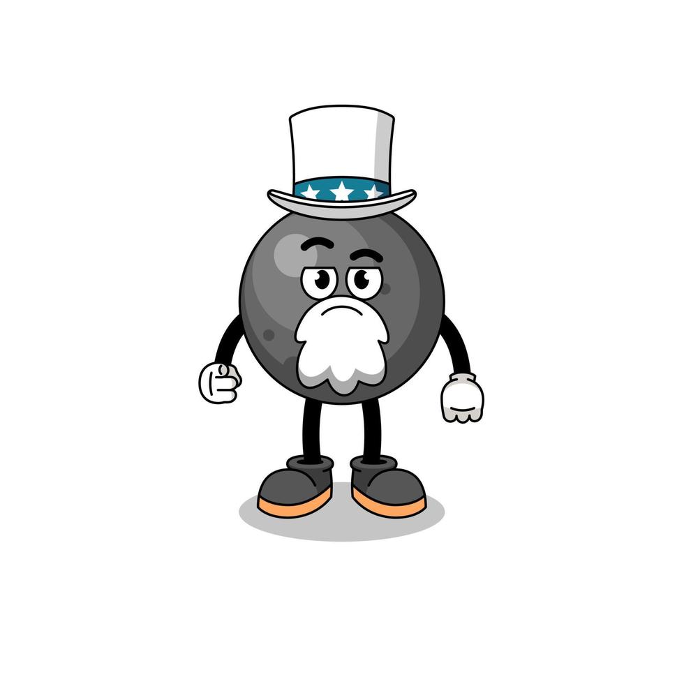 Illustration of cannon ball cartoon with i want you gesture vector