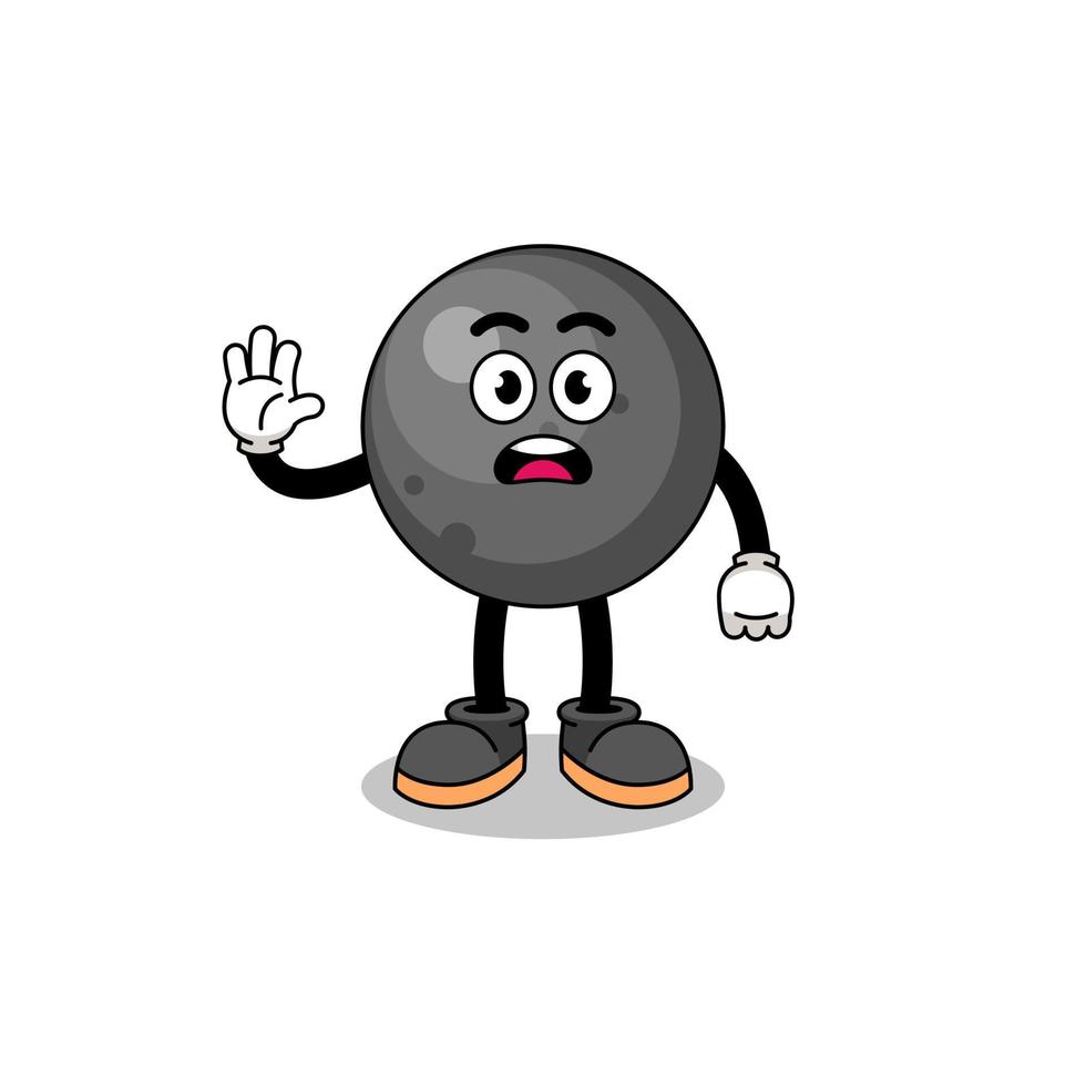 cannon ball cartoon illustration doing stop hand vector