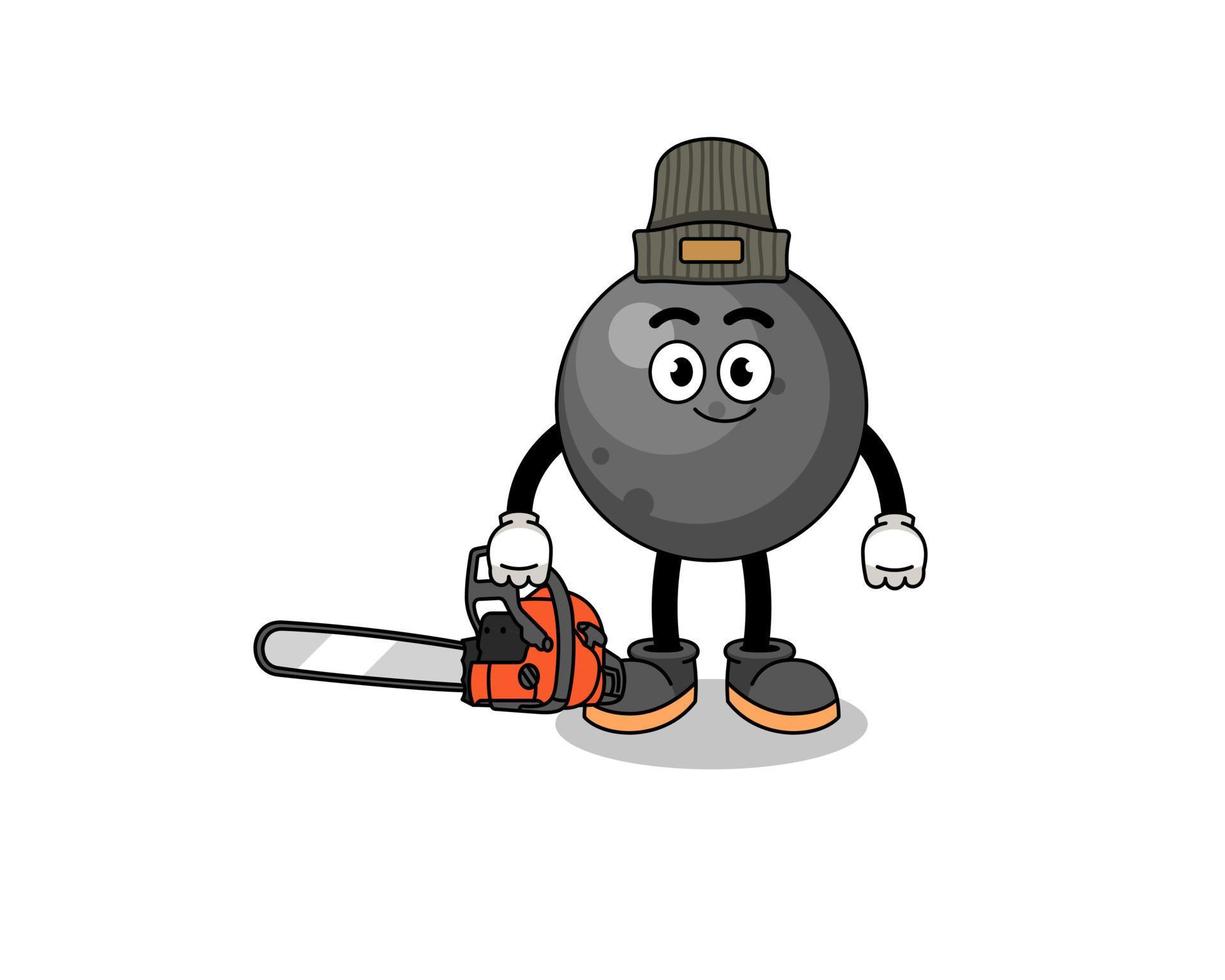 cannon ball illustration cartoon as a lumberjack vector