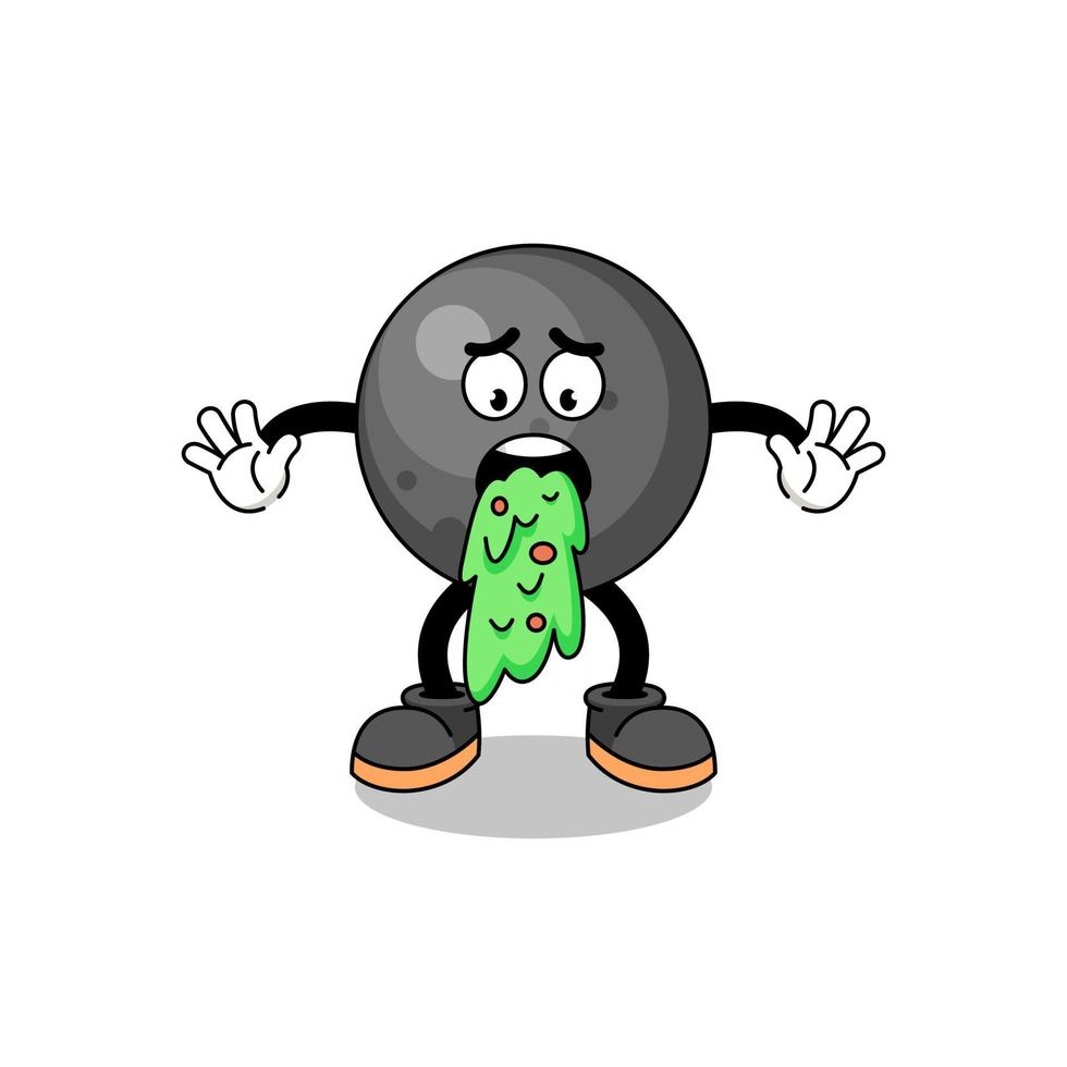 cannon ball mascot cartoon vomiting vector