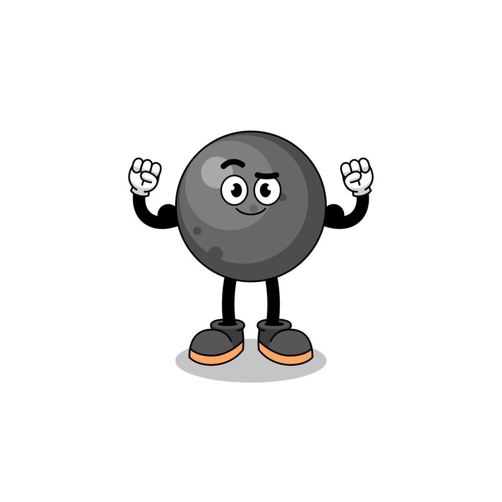 Mascot cartoon of cannon ball posing with muscle vector