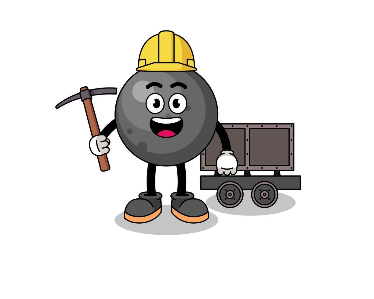 Mascot Illustration of cannon ball miner vector