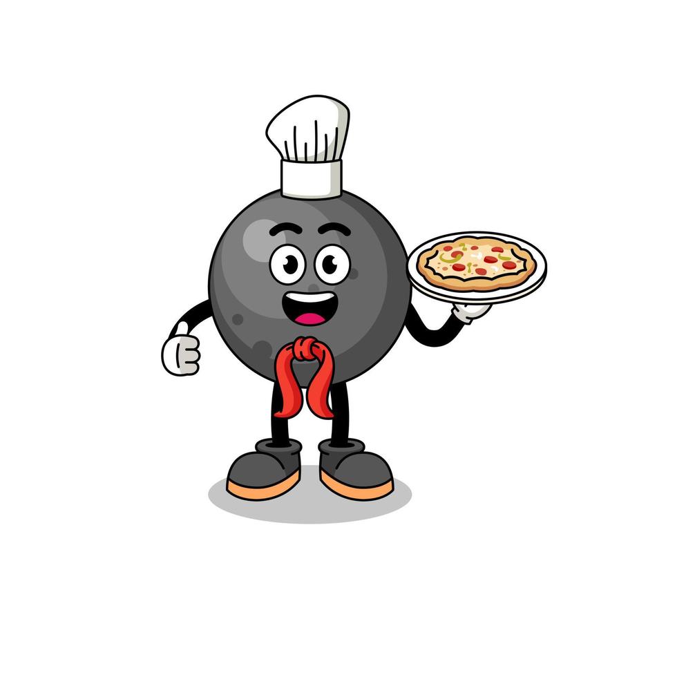 Illustration of cannon ball as an italian chef vector