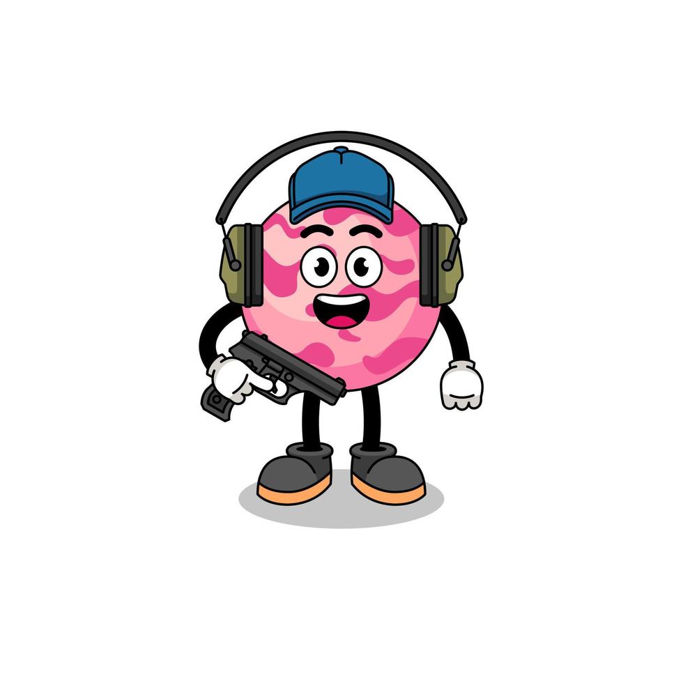 Character mascot of ice cream scoop doing shooting range vector