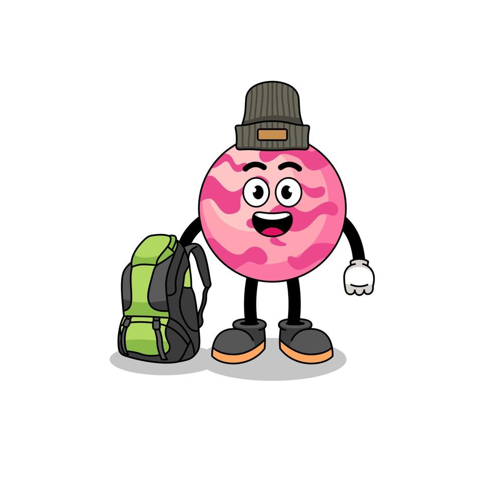 Illustration of ice cream scoop mascot as a hiker vector