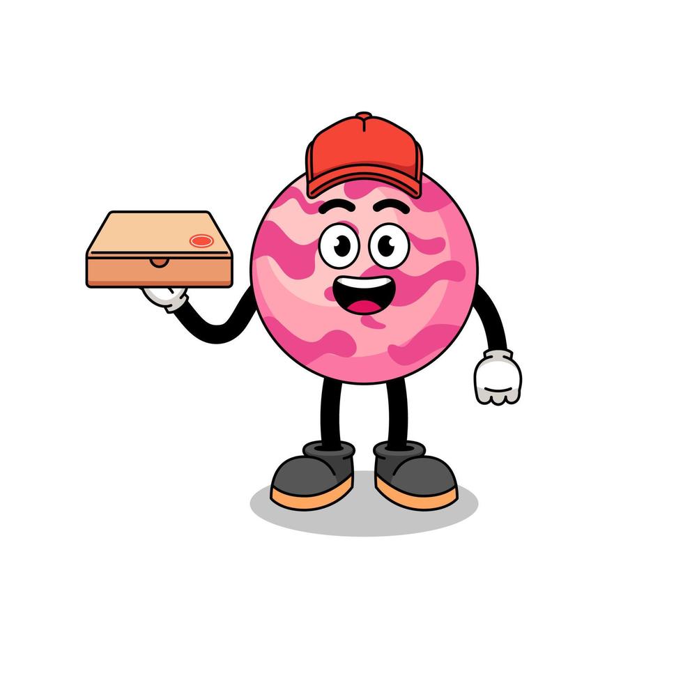 ilustración de la bola de helado como repartidor de pizza vector