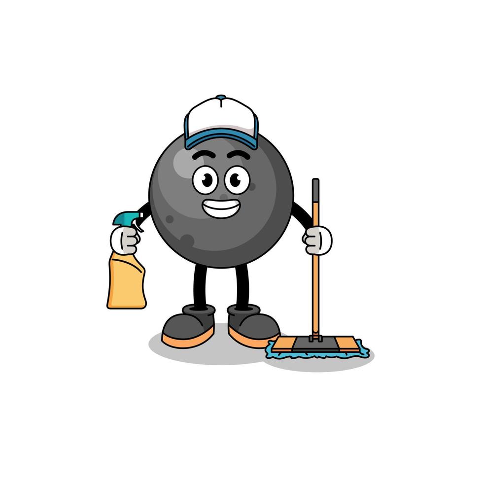 Character mascot of cannon ball as a cleaning services vector