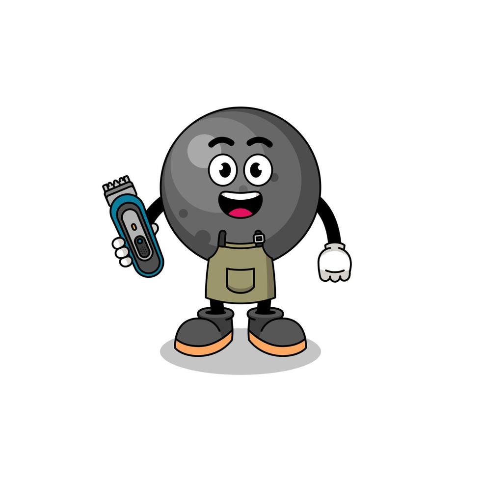 Cartoon Illustration of cannon ball as a barber man vector