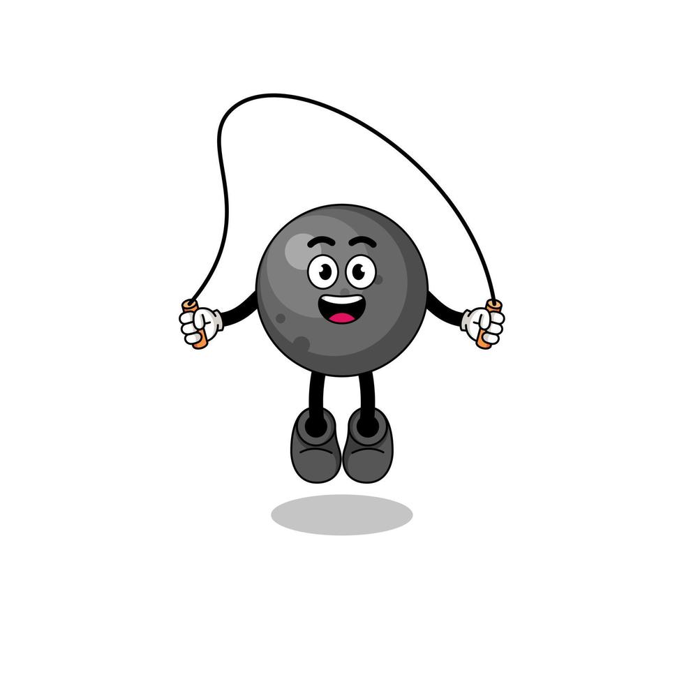 cannon ball mascot cartoon is playing skipping rope vector