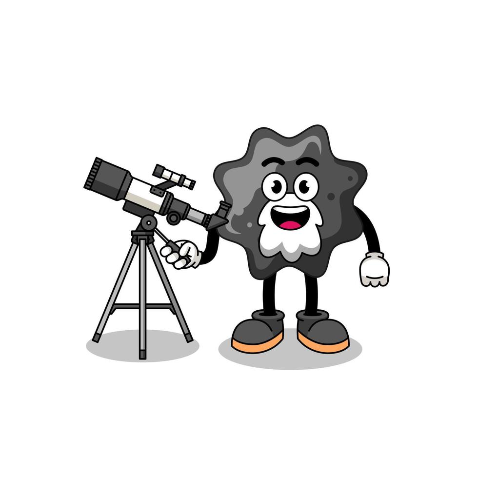 ilustración de mascota de tinta como astrónomo vector