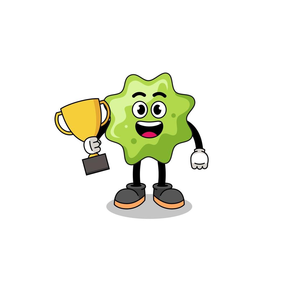 Cartoon mascot of splat holding a trophy vector