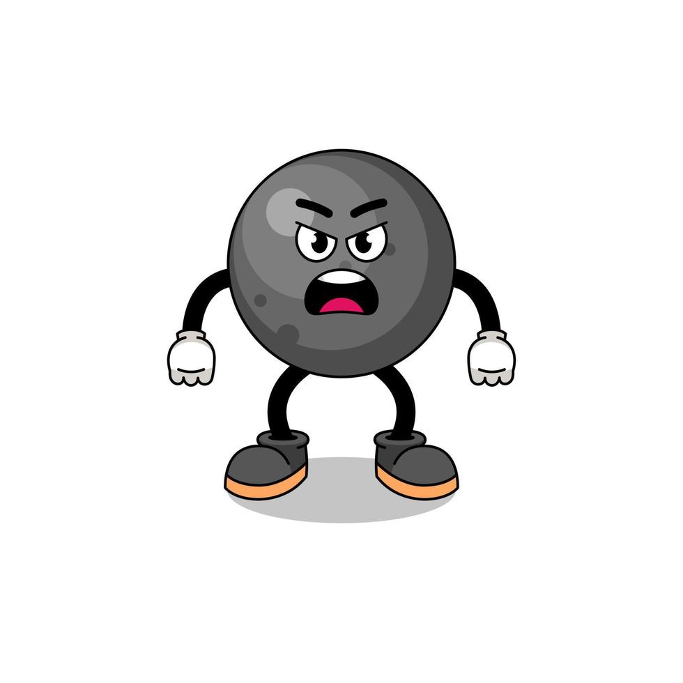 cannon ball cartoon illustration with angry expression vector