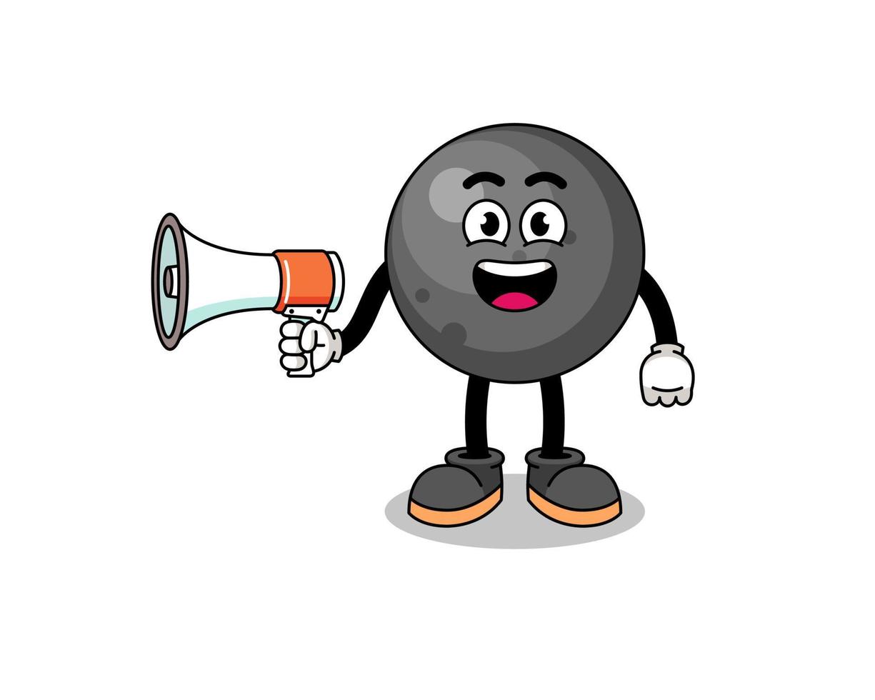 cannon ball cartoon illustration holding megaphone vector