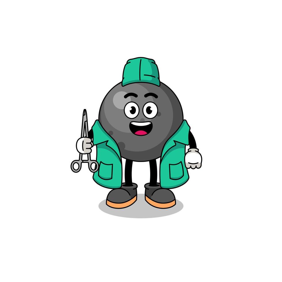 Illustration of cannon ball mascot as a surgeon vector
