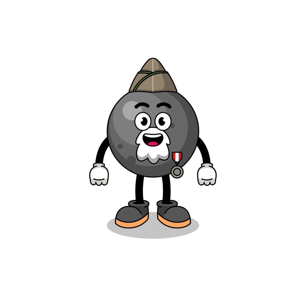 Character cartoon of cannon ball as a veteran vector