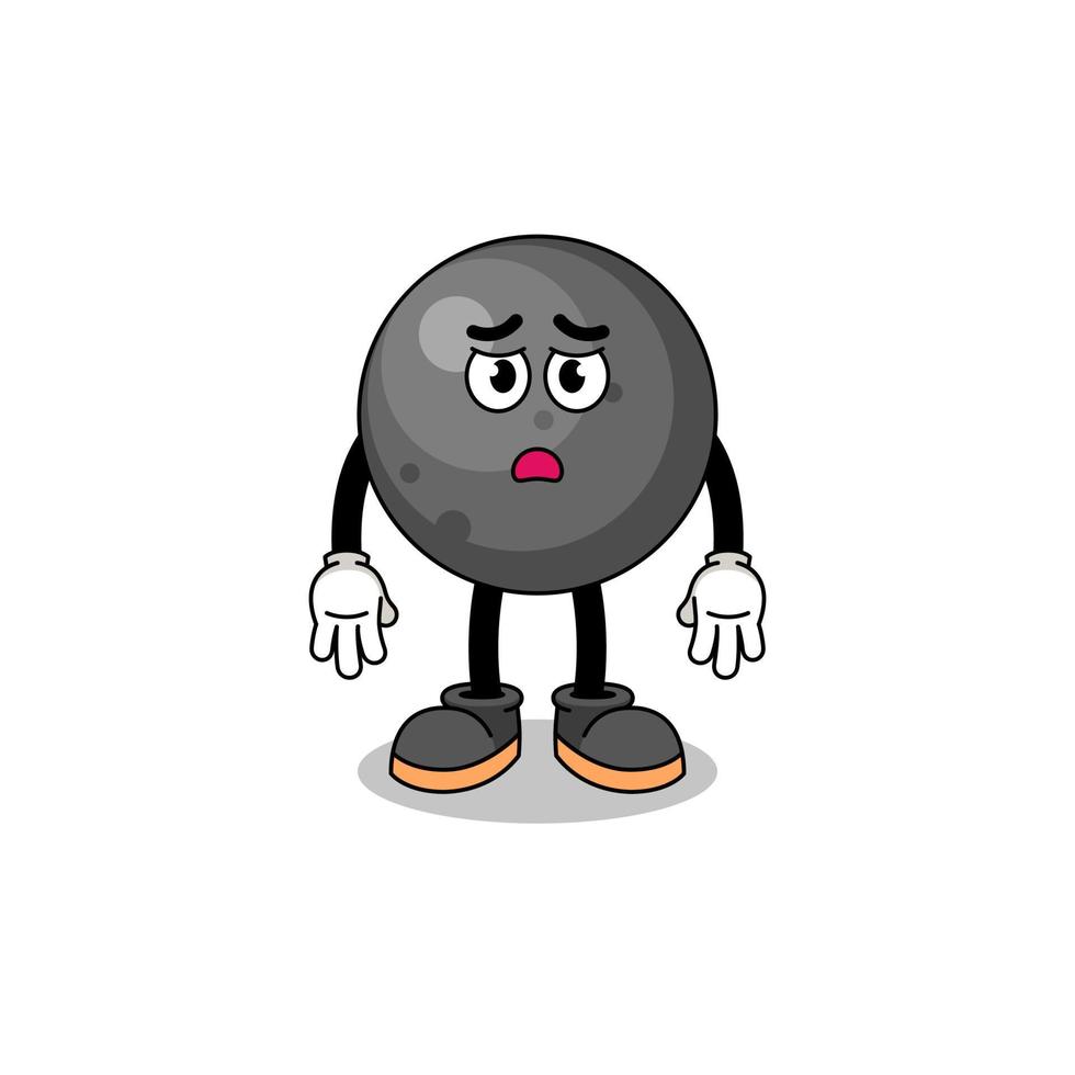 cannon ball cartoon illustration with sad face vector