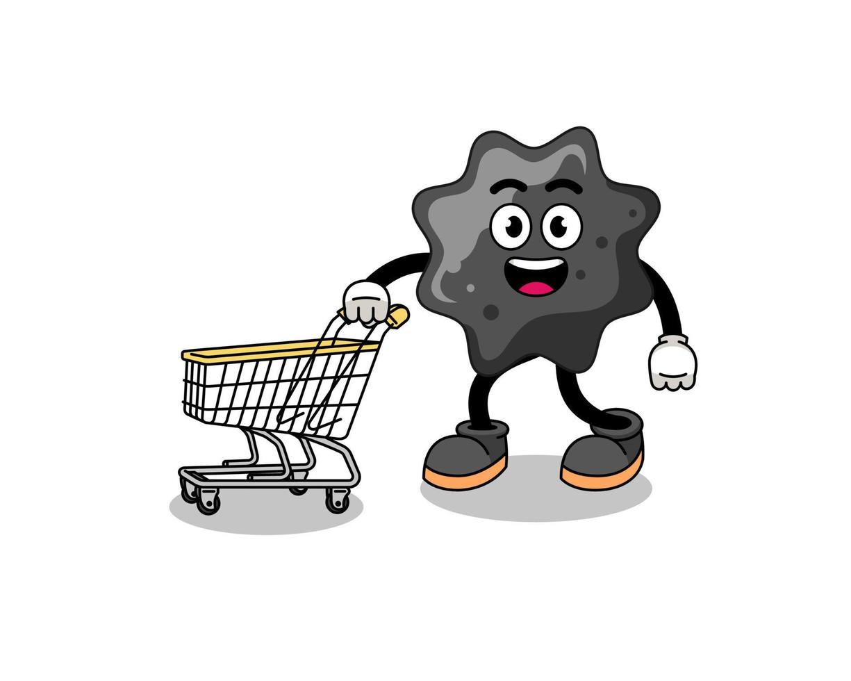 Cartoon of ink holding a shopping trolley vector
