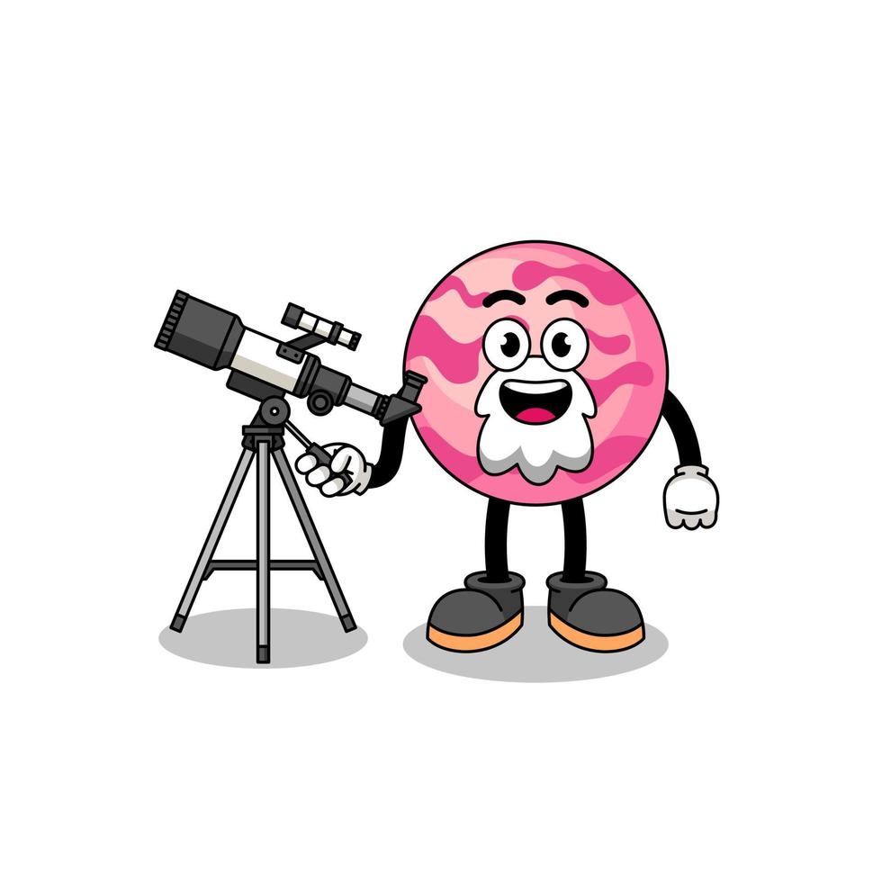 Illustration of ice cream scoop mascot as an astronomer vector