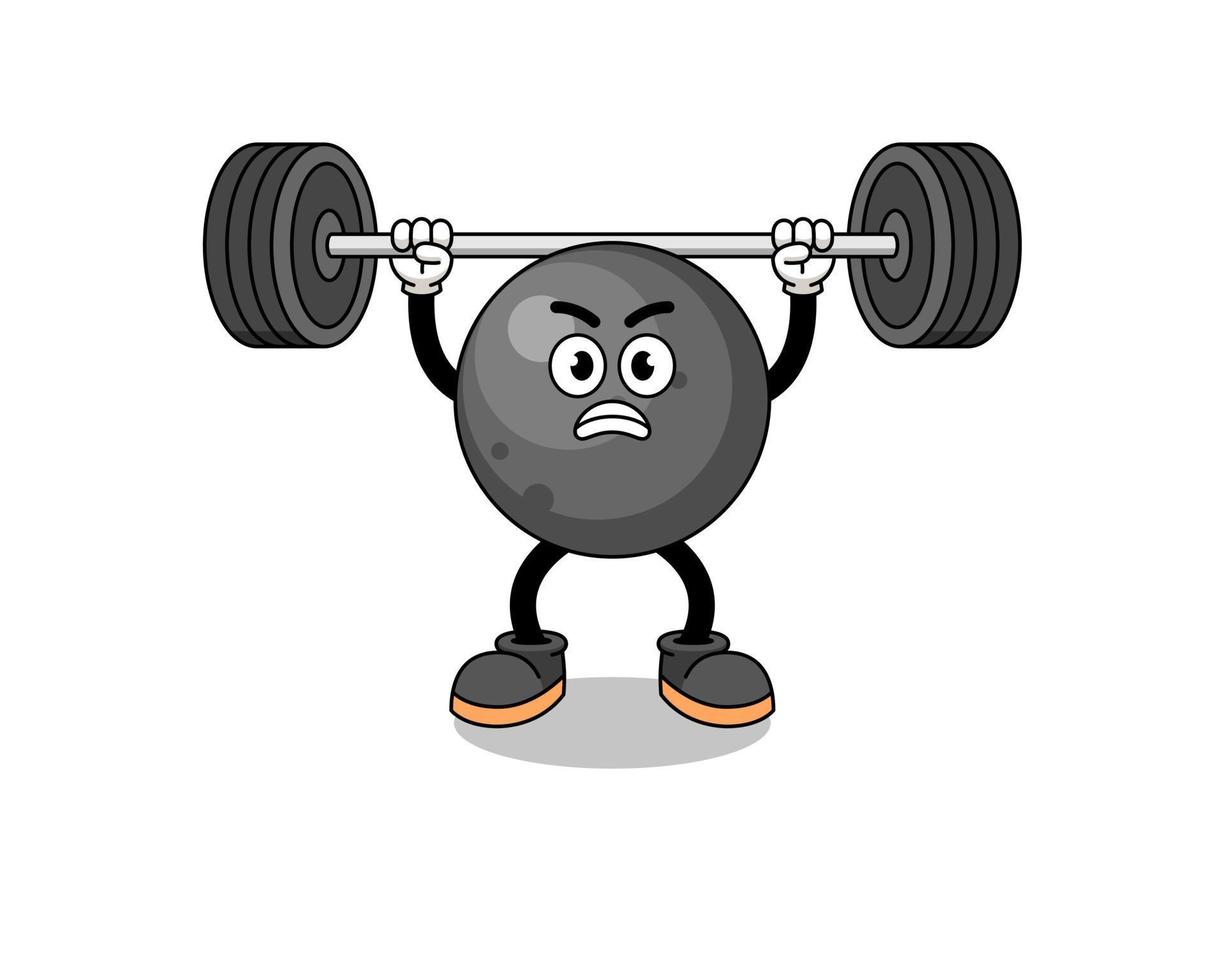 cannon ball mascot cartoon lifting a barbell vector