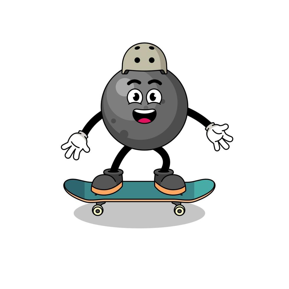 cannon ball mascot playing a skateboard vector