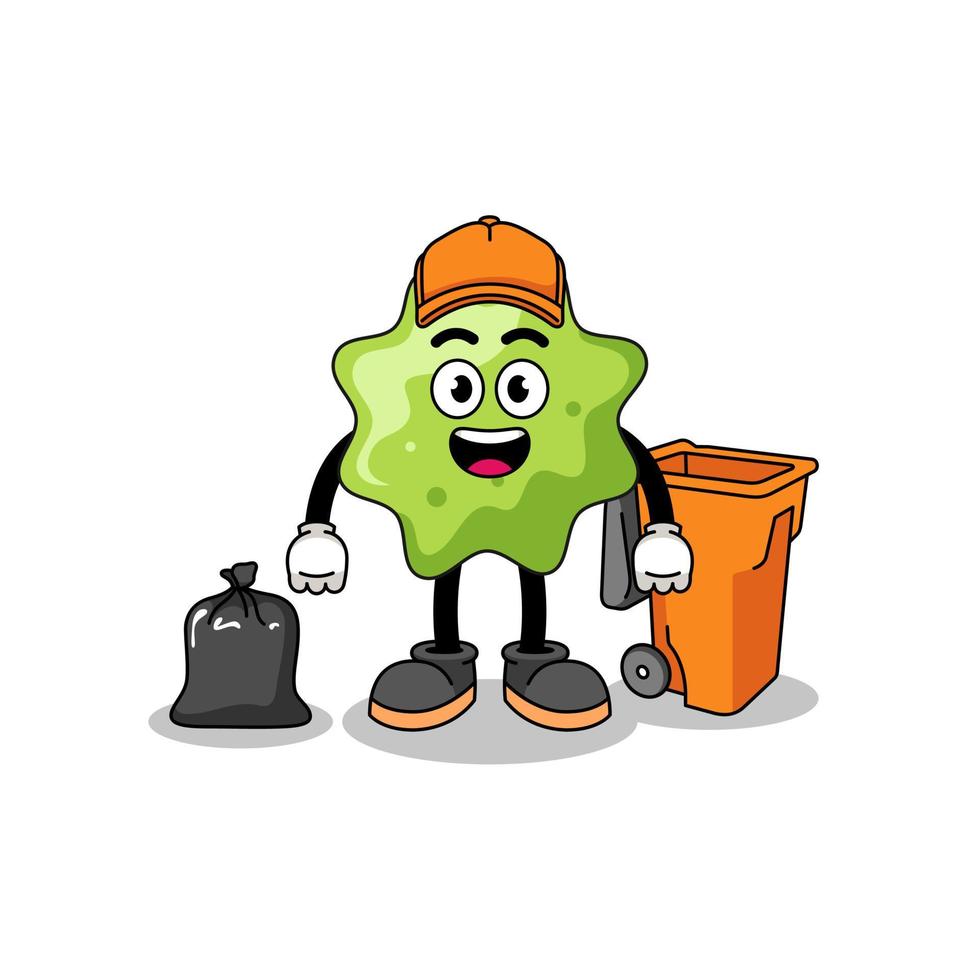 Illustration of splat cartoon as a garbage collector vector