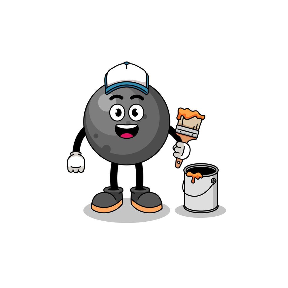 Character mascot of cannon ball as a painter vector
