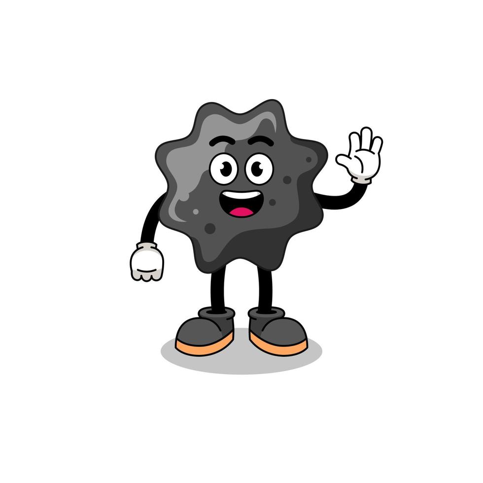 ink cartoon doing wave hand gesture vector