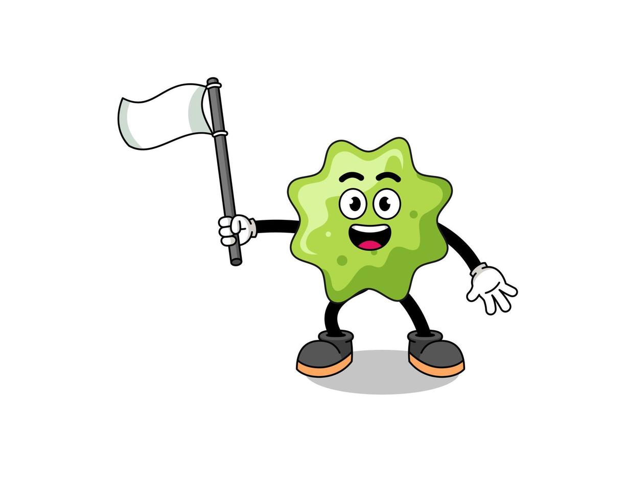 Cartoon Illustration of splat holding a white flag vector