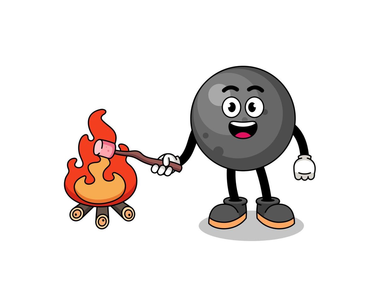 Illustration of cannon ball burning a marshmallow vector