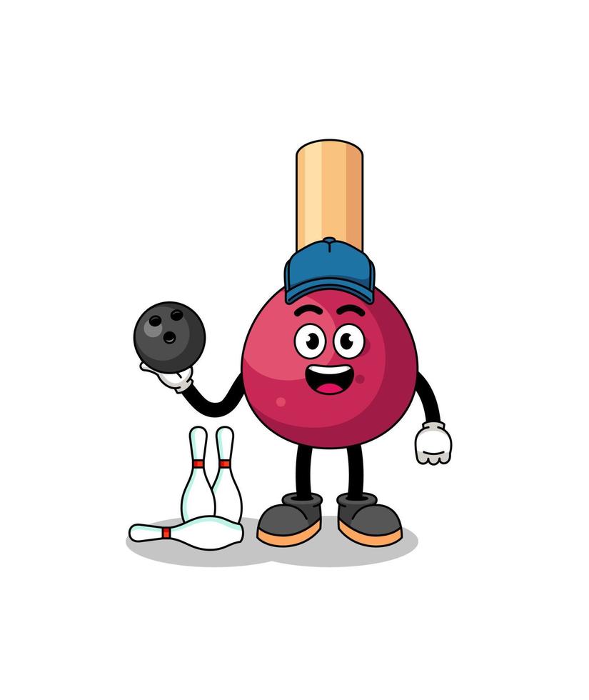 Mascot of matches as a bowling player vector