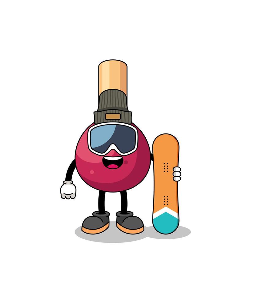 Mascot cartoon of matches snowboard player vector