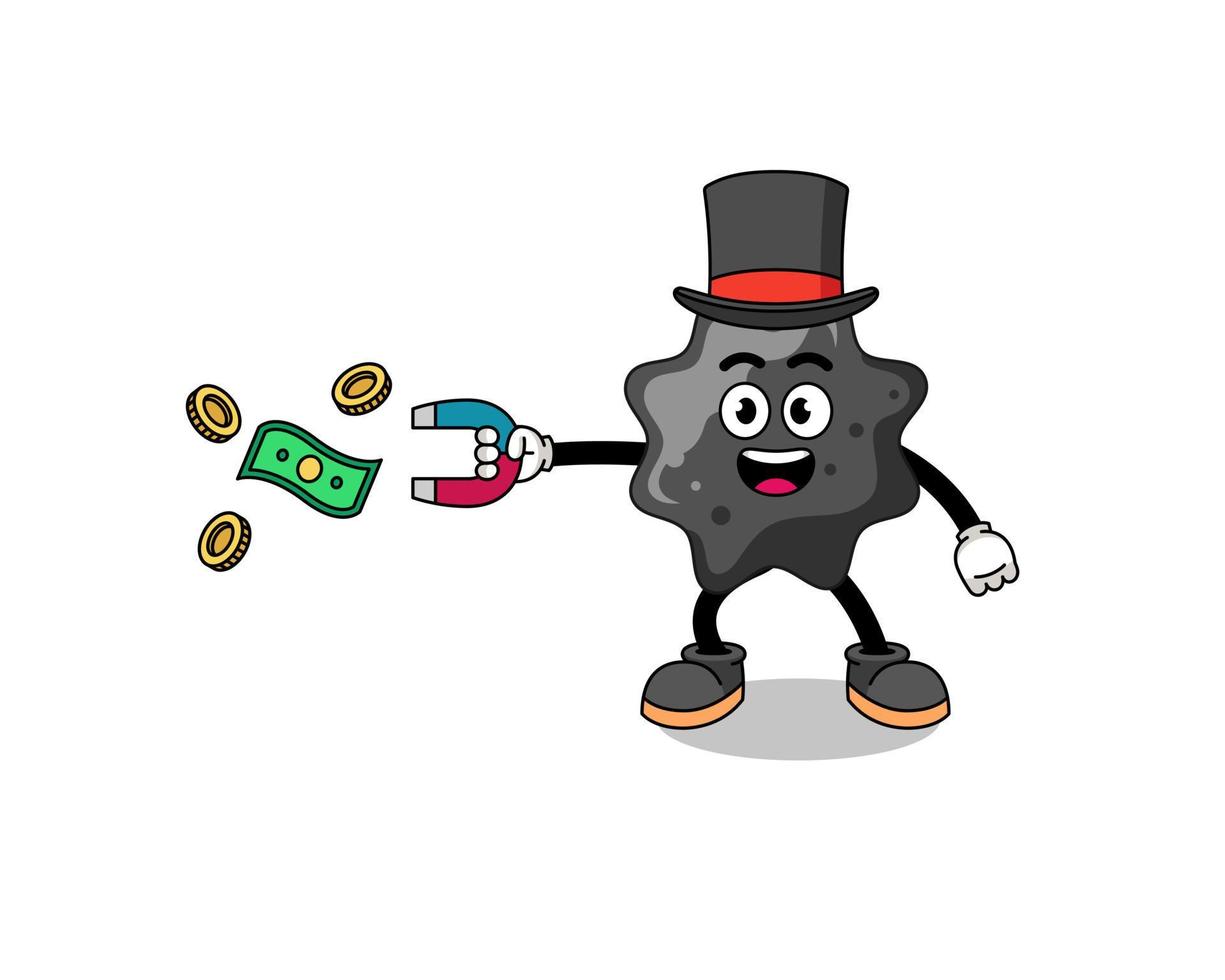 Character Illustration of ink catching money with a magnet vector