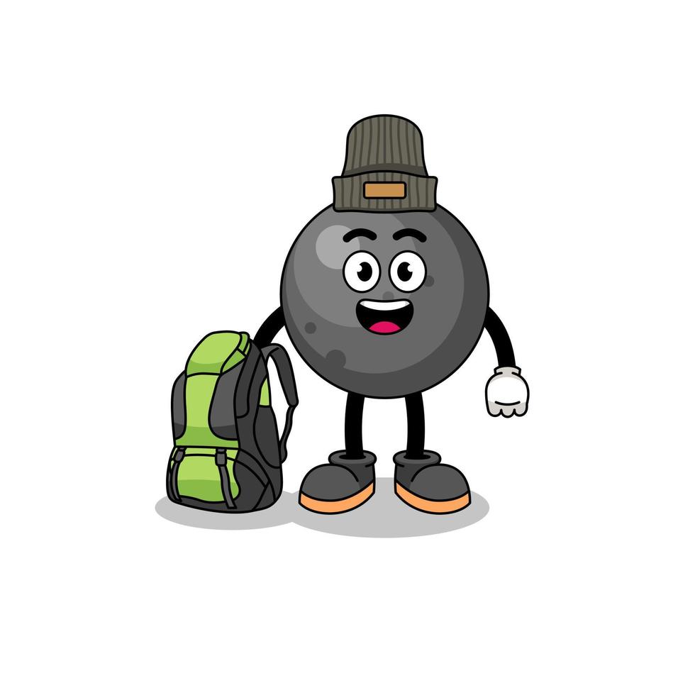 Illustration of cannon ball mascot as a hiker vector