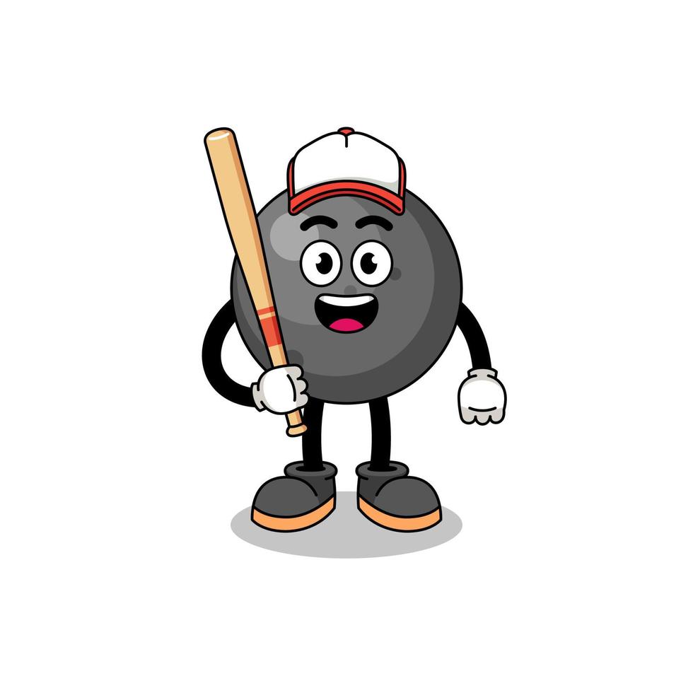 caricatura de la mascota de la bola de cañón como jugador de béisbol vector